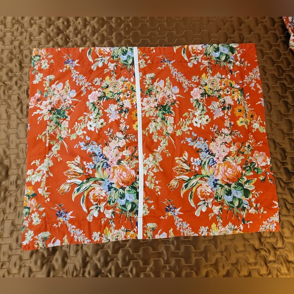 RALPH LAUREN Belle Harbor Red Floral Cotton Comforter Full/Queen & 2 Pillow Case - Picture 9 of 11